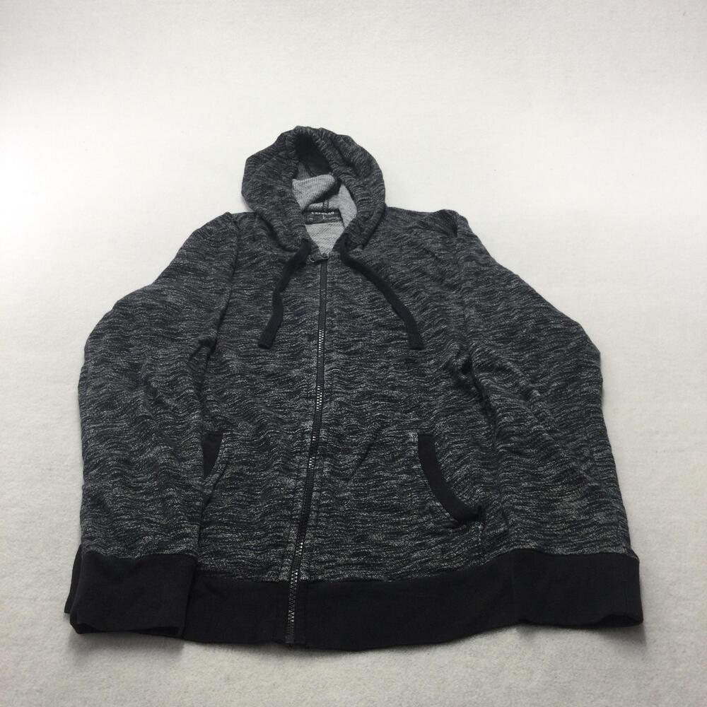 Express Hoodie Mens Medium Gray Marled Knit Full Zip Sweatshirt Pockets